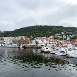 Looking towards the top of Vågen Bay — Bergen, Norway.