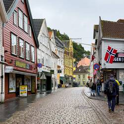 On a colorful side street — Bergen, Norway.