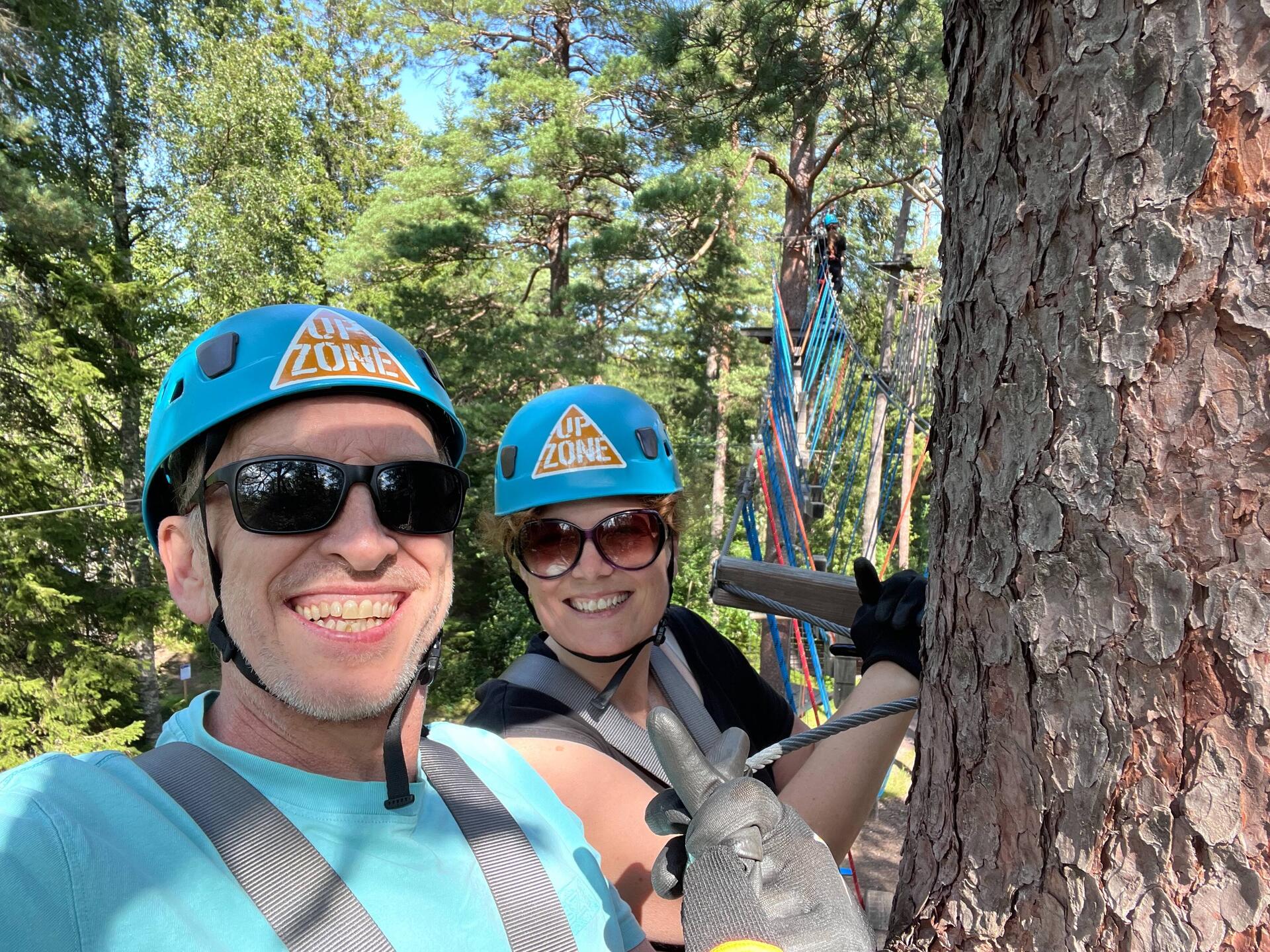 High in the trees