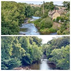 Baslow Bridge; view back / view ahead