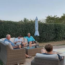 The 'boys' chilling poolside