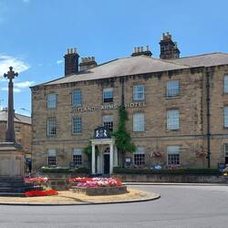 Bakewell; War Memorial and the Rutland Arms Hotel