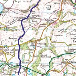 The walking route for Eyam to Bakewell