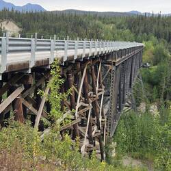 Kuskulana Bridge, 160m lang und 72m hoch über der Schlucht des Kuskulana River