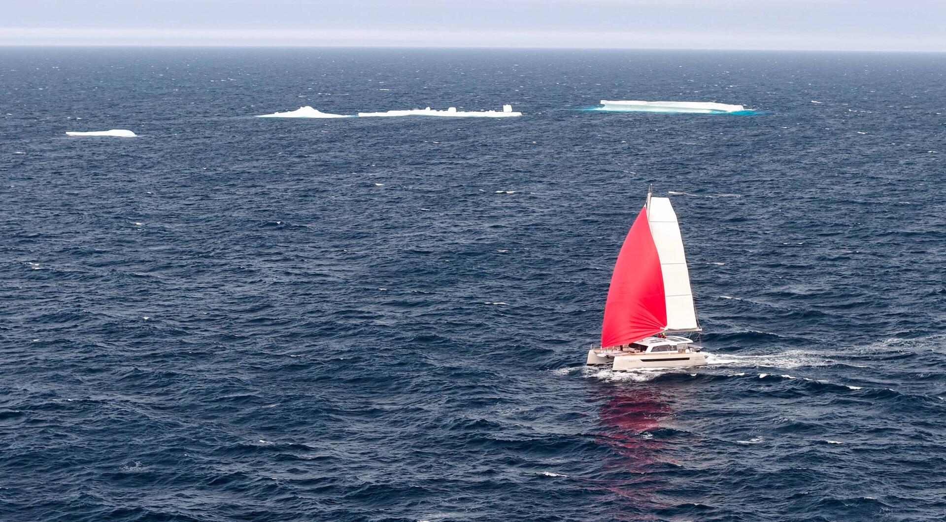 Passing an ice floe at 9.5 knots.