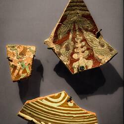 Ceramic ware from the Middle Ages uncovered in the ashes — Bryggens Museum, Bergen.
