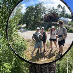 We took some photos of us in road mirrors