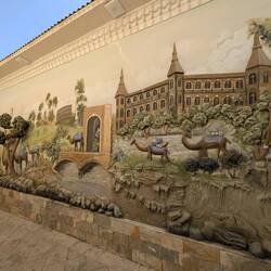 Beautiful 3D murals at Bibi-Khanym Hotel
