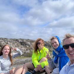 A windy lunch, I now have a permanent side parting