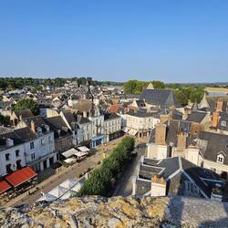 Byen Amboise og Loire-floden i baggrunden th