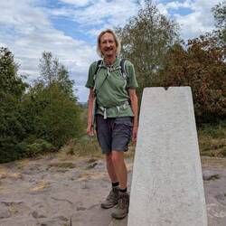 The trig point, 323m, near the Bolehill telecommunication and TV relay mast