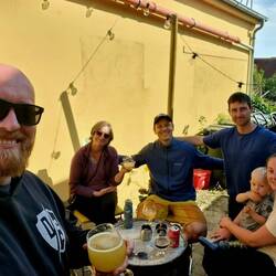 Having a beer Æbeltoft old town