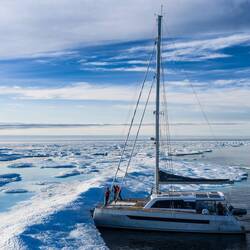 Parked against the floe.