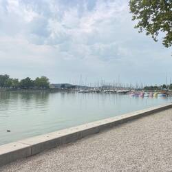 Yachts bobbing in the water