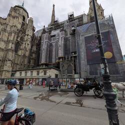 Historic Gothic St. Stephen's Cathedral in Vienna, Austria, showing ongoing facade restoration.