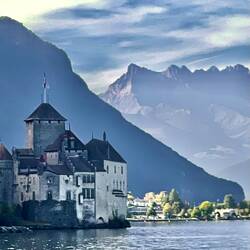 Chillon Castle and The Dents du Midi