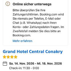 Hotelbuchung für Conakry - ist zwingend erforderlich 😬