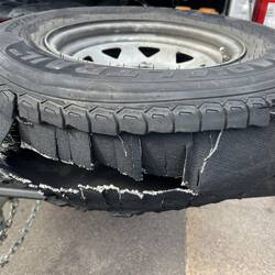 Wow! This tire really blew out on this end!
