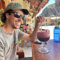 Sal enjoying a Chicha Morada