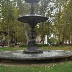 Couldn't tell if mist was from fountain or sky