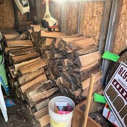 And split them into smaller campfire logs and stacked in the shed!