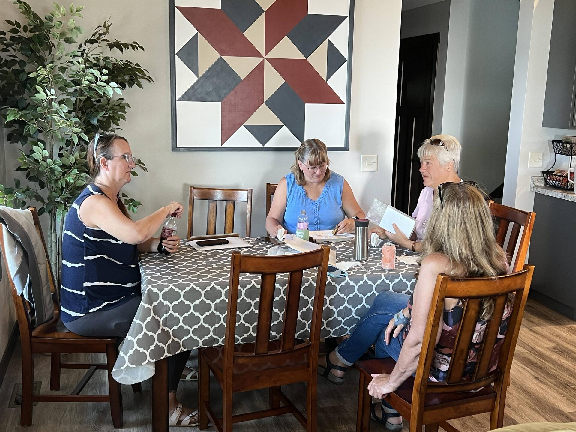 Some of the family at one table for lunch.