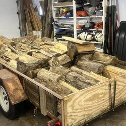 I knocked out two layers of large wood chunks from this trailer!