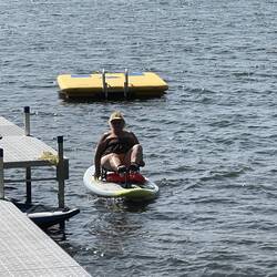 Mary trying out my kayak