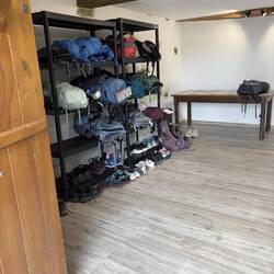 Packs stay downstairs