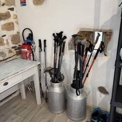 Trekking poles stay downstairs