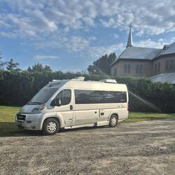 Our parking spot behind the library and church.