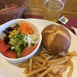 Good burger and salad but awful greasy fries, Casa Sabina