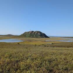 A nice pingo. Hills that are formed by freezing and thawing cycles.