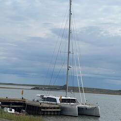 Tied up in Tuk. The storm sky is clearing up.