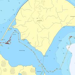 We scavenge a route laid by a tug through the shallow "Workboat Passage" off MarineTraffic.