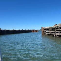 North breakwater is extended out quite a ways.