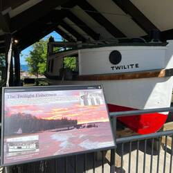 A fishing boat display near the visitor's center.