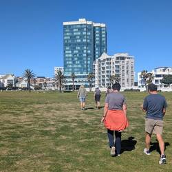 Returning from Beach walk to coffee at the end of the pier