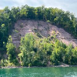 Water view of the overlook. I was at the top of the treeless face.