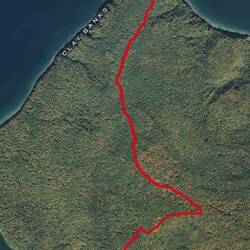 My eight mile round trip hike on Oak Island. Where the path bends is the highest point on the island