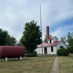 Foghorn building. Oil tank.