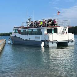 Ashland - Bayfield Passenger Ferry arriving to drop off passengers.