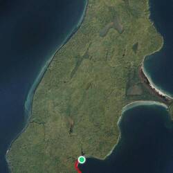 Zoomed out a bit on this view of my trail hike track. Presque Isle is midway towards the top.