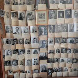 Pictures brought by family members of their relatives