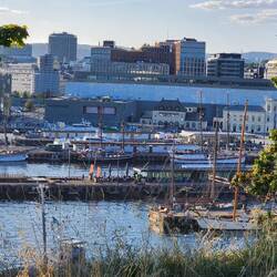 The harbor and waterfront area of Aker Brygge.
