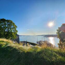 Overlooking the Oslofjord from the ramparts.