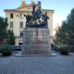 St. George & the Dragon: represents the Danish who tried to invade Sweden-Battle of Brunkeberg, 1471
