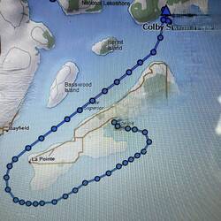 My Inreach track today. Trolled from just outside Big Bay to the west end of Madeline Island.