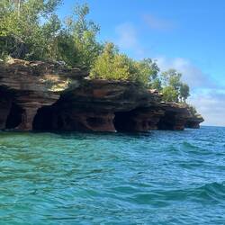 Coming up to the north end where the sea caves are larger.