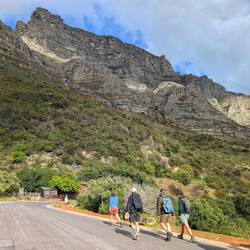 Ulla, Peter, Pat #2, and Mark heading for the climb up Table Mountain